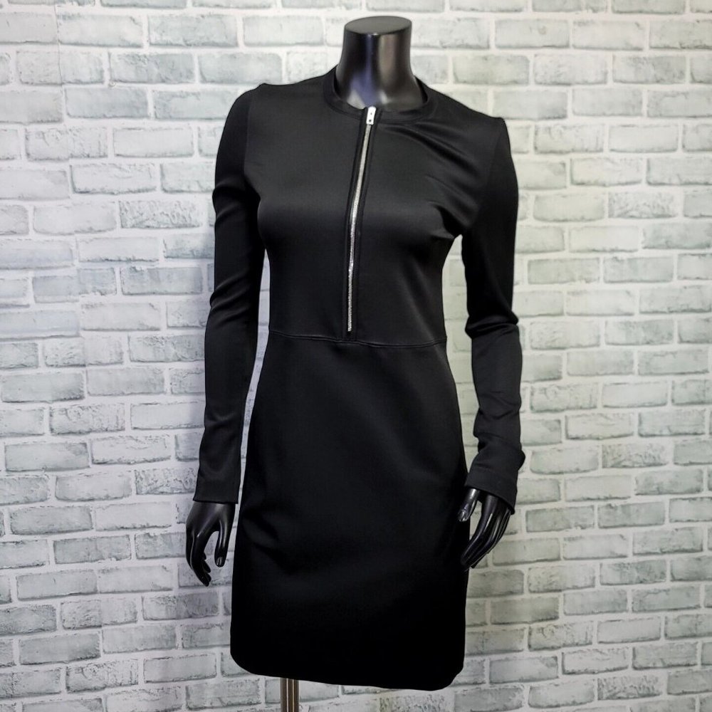 🔥Rag & Bone Womens 6 Joyce Black Zip Front Bodycon‎ Mini Dress L/S Black - Picture 5 of 10